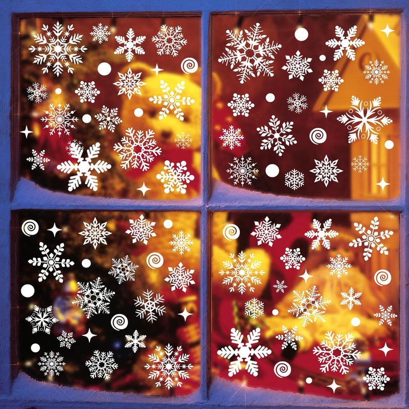 Pseutio 286 PCS Christmas Decorations Snowflake Window Clings Stickers for Glass Xmas Window Decorations - Image 3